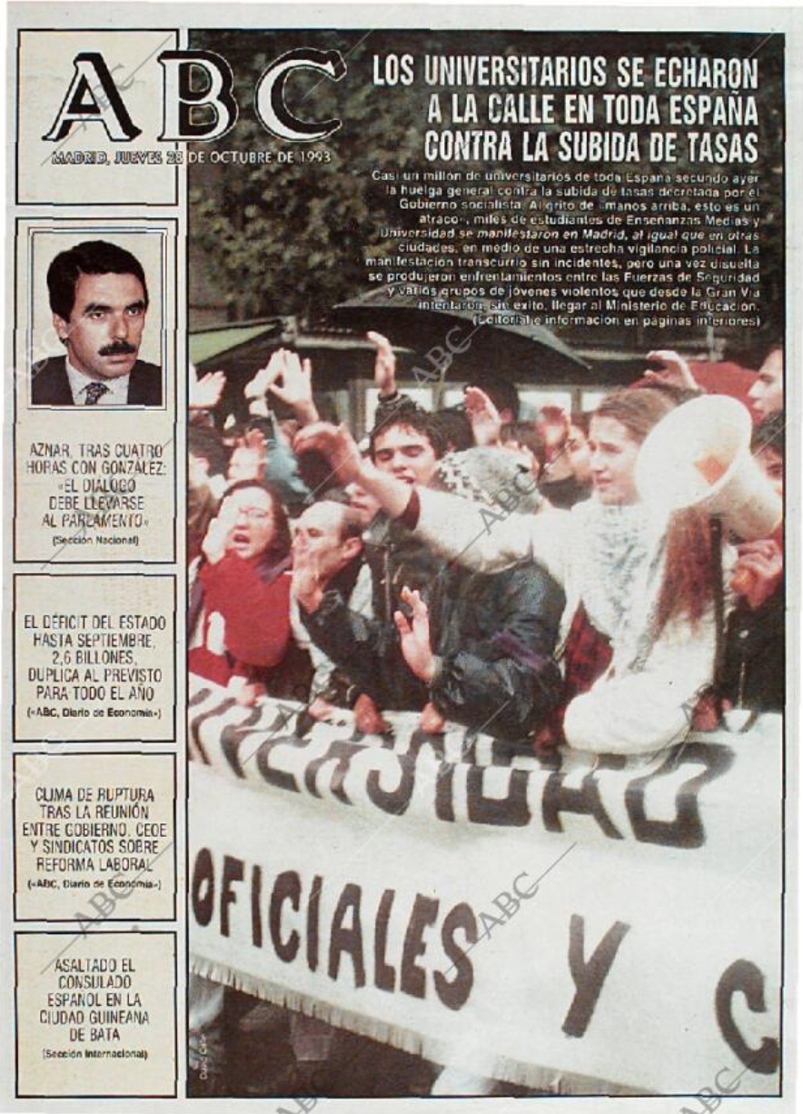 Manifestación contra la subida de tasas 1993